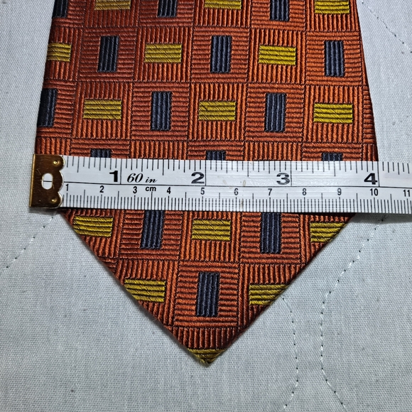 Jos. A Bank Corporate Collection 💯 Silk Necktie Woven 58"x4" Orange/Black/Gold - Picture 8 of 9